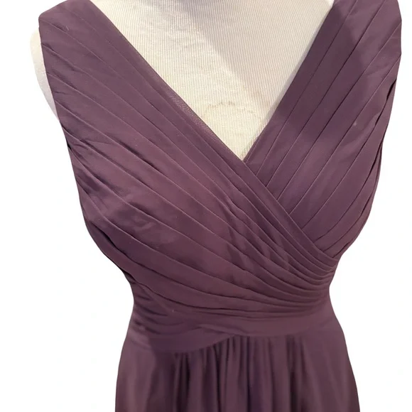 Azazie Purple Pleated Midi Dress - Picture 5 of 9